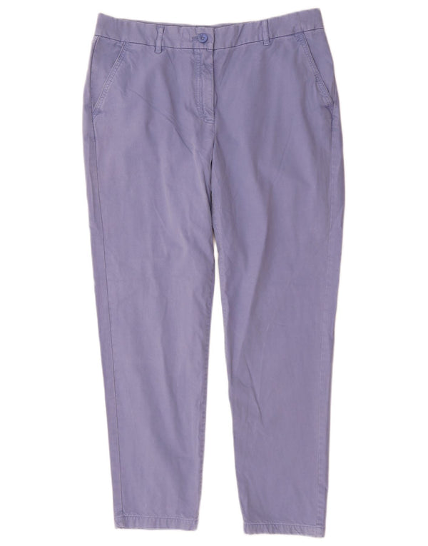 Marks & Spencer Womens Slim Chino Trousers UK 14 Large W34 L29 Blue Cotton