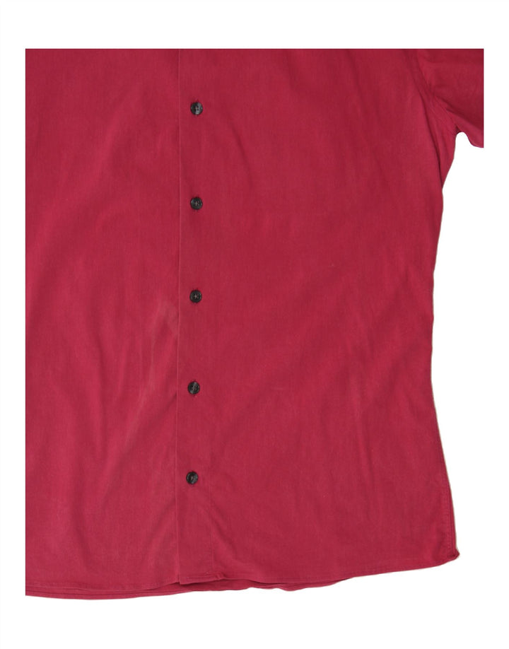DKNY Mens Short Sleeve Shirt Size 15 1/2 Medium Red Vintage Dkny and Second-Hand Dkny from Messina Hembry 