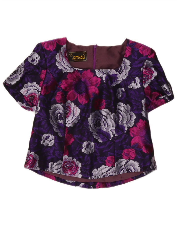 VINTAGE Womens 3 Button 2 Piece Set IT 44 Medium Purple Floral Polyester