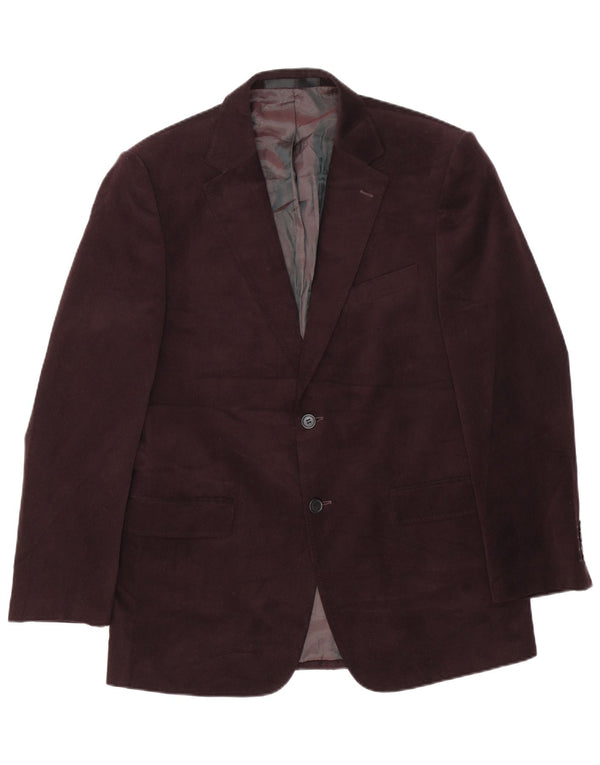 Marks & Spencer Mens 2 Button Blazer Jacket UK 40 Medium Maroon Polyester