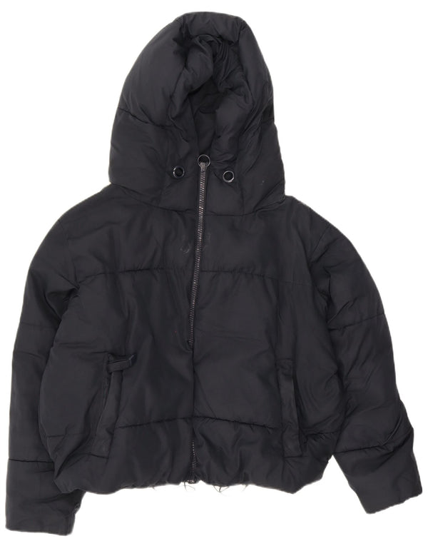Giacca imbottita con cappuccio corta oversize da donna Zara UK 10 piccola blu navy