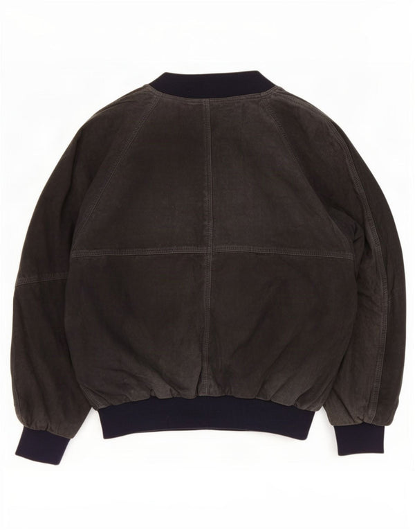 Giubbotto bomber da uomo in pelle scamosciata Maren IT 48 medio in pelle blu navy