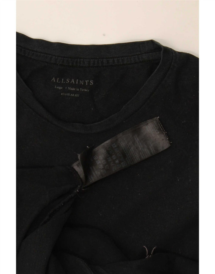 All Saints Mens Regular Fit T-Shirt Top Large Black Cotton