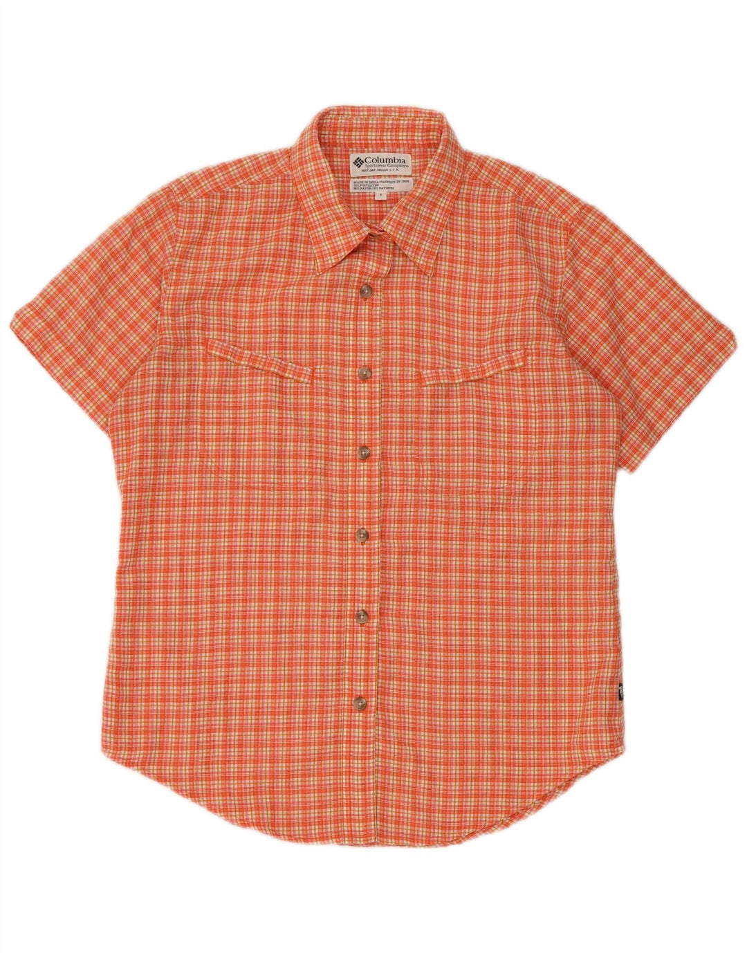 Columbia Camisa De Manga Corta Para Hombre Small Naranja Poliéster