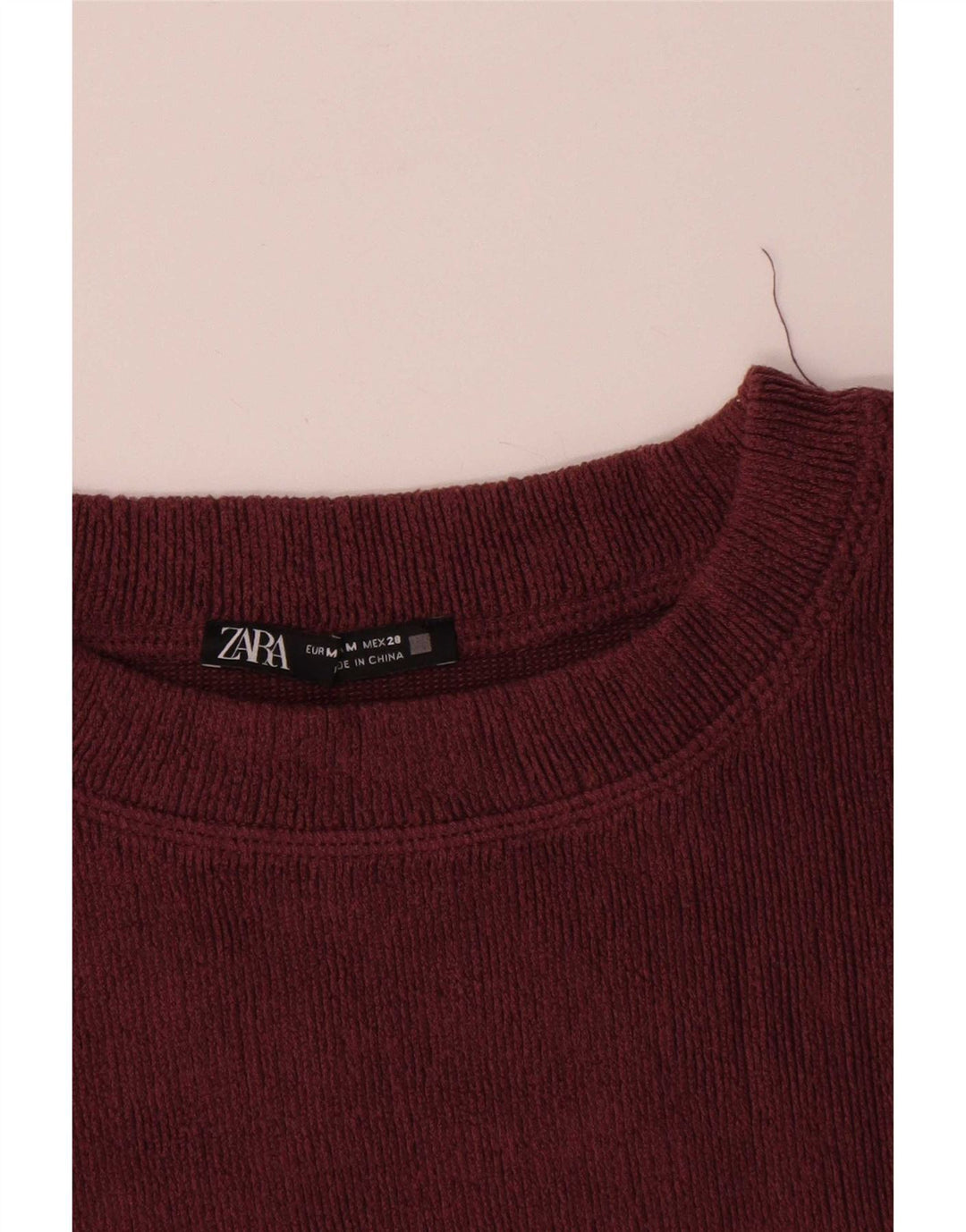 Zara Womens Top Long Sleeve UK 14 Medium Burgundy Polyester