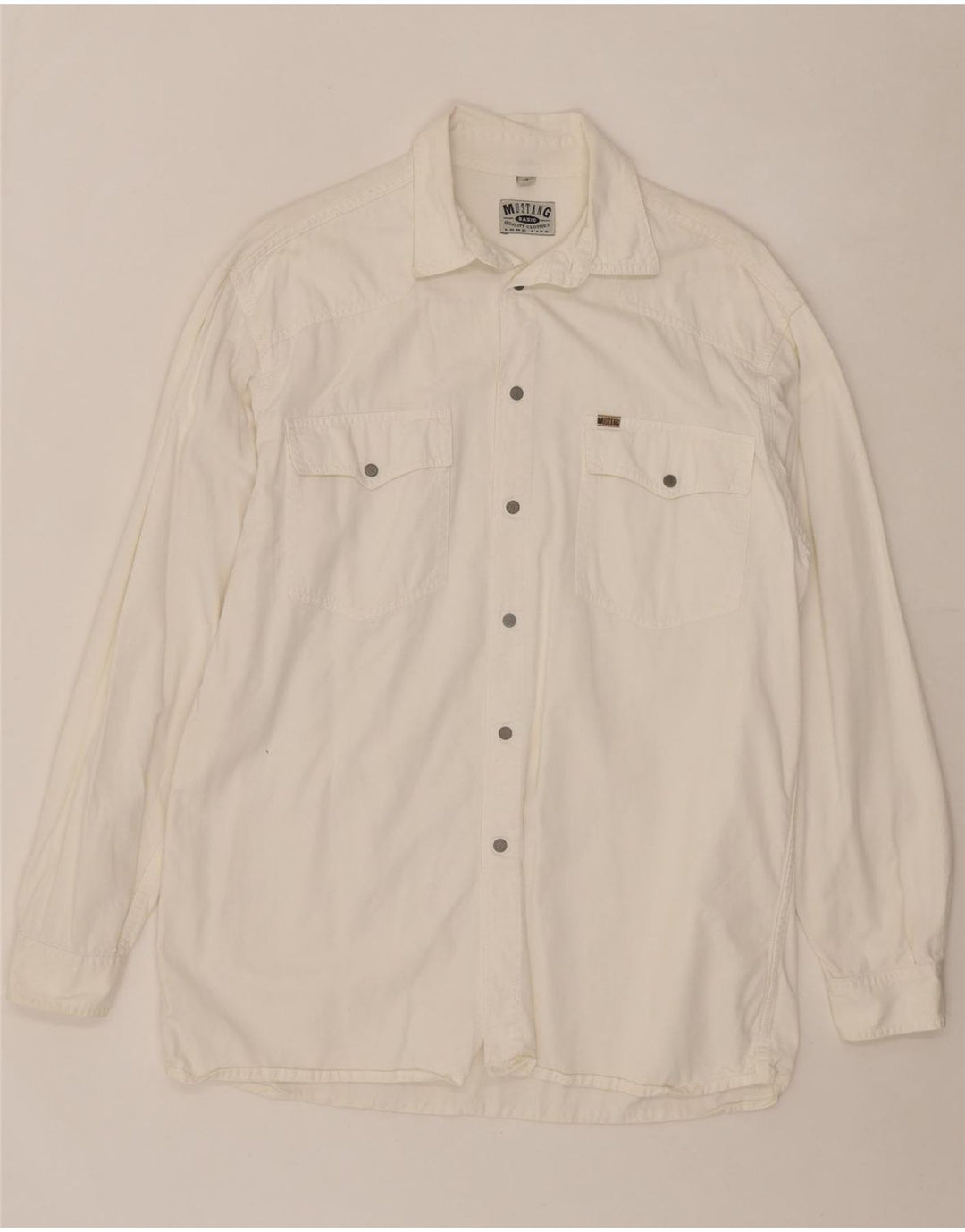 MUSTANG Mens Shirt Size 16 Large White Cotton Vintage Mustang and Second-Hand Mustang from Messina Hembry 