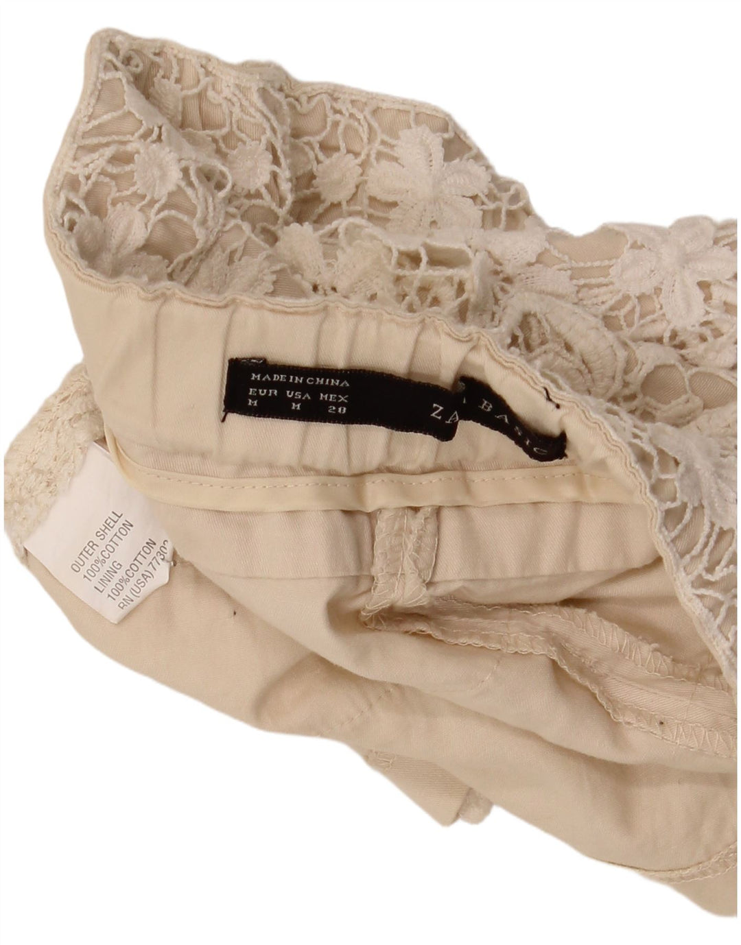 Zara Womens Hot Pants UK 14 Medium W30 Beige Floral Cotton