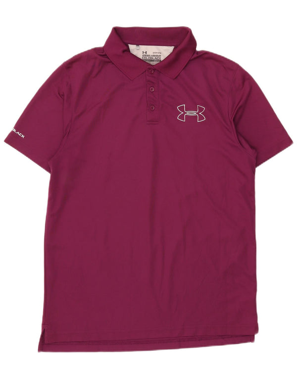 Under Armour Mens Heat Gear Polo Shirt Large Purple Colourblock