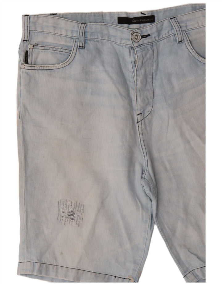 Calvin Klein Mens Distressed Denim Shorts W36 Large  Blue