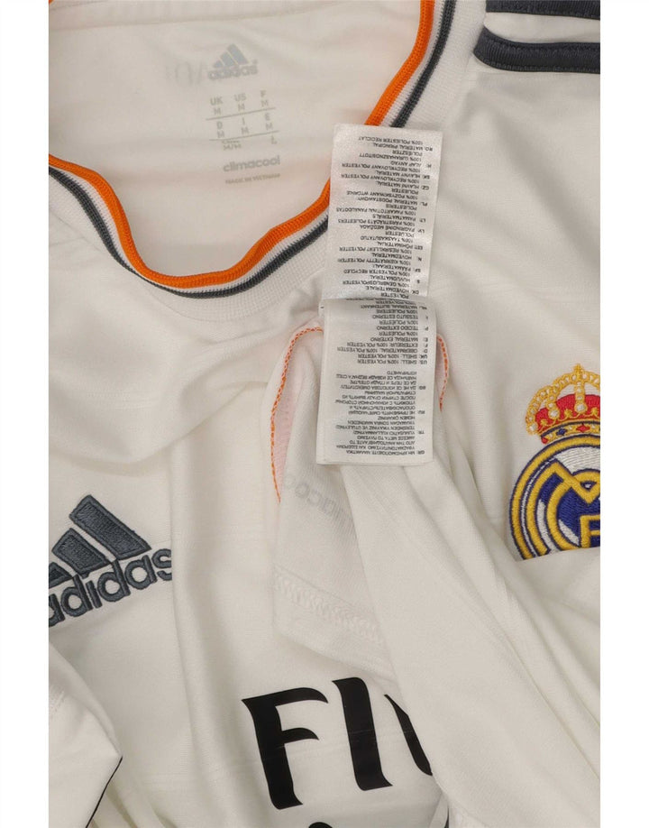 Adidas Herre Real Madrid Grafisk T-Shirt Top Medium Hvid Polyester