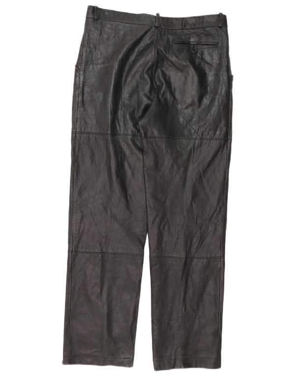 Pantaloni dritti in pelle vintage da uomo IT 50 grandi W34 L32 a righe nere