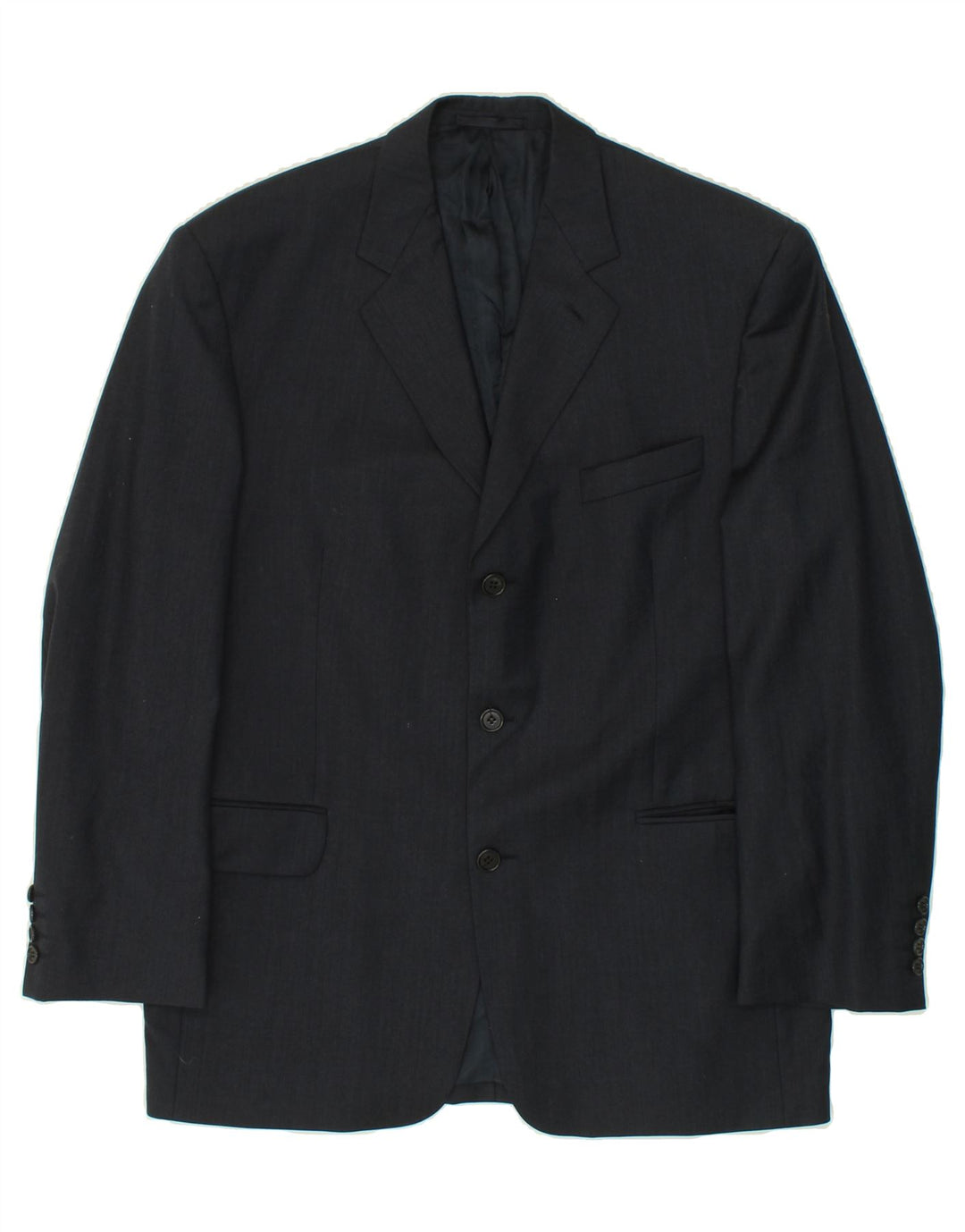 JAEGER Mens 3 Button Blazer Jacket IT 50 Large Navy Blue Wool Vintage Jaeger and Second-Hand Jaeger from Messina Hembry 
