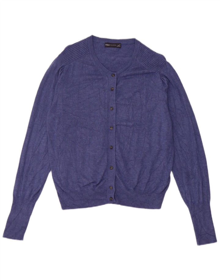 Marks & Spencer Damen-Cardigan-Pullover UK 14 Mittelblaue Viskose