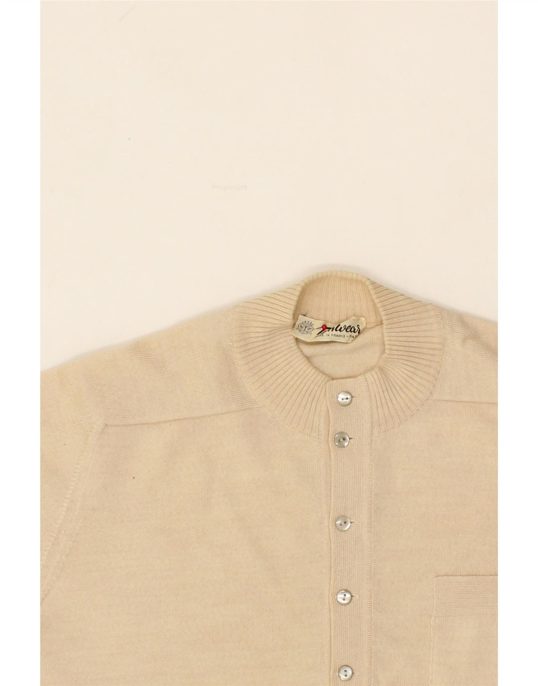 VINTAGE Mens Crew Neck Jumper Sweater Medium Beige Vintage Vintage and Second-Hand Vintage from Messina Hembry 