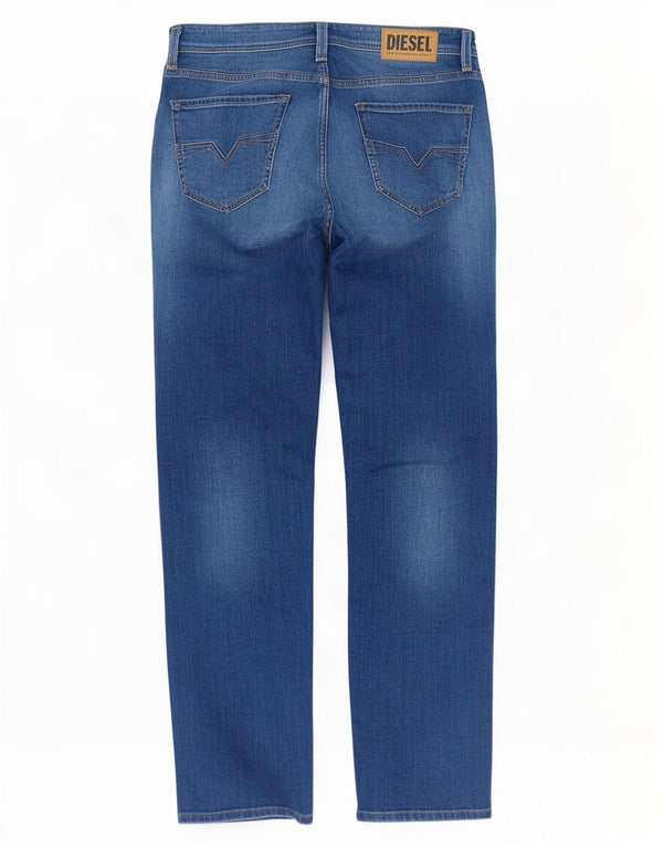 Diesel Mens Larkee Regular Fit Straight Jeans W34 L34 Blue Cotton