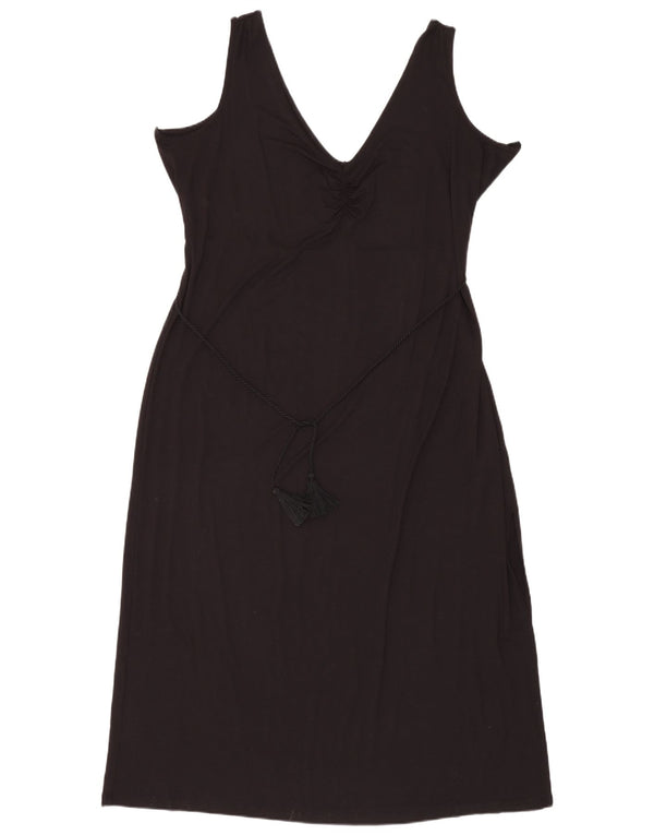 Marks & Spencer Damen Ärmelloses Etuikleid UK 24 4XL Schwarze Viskose