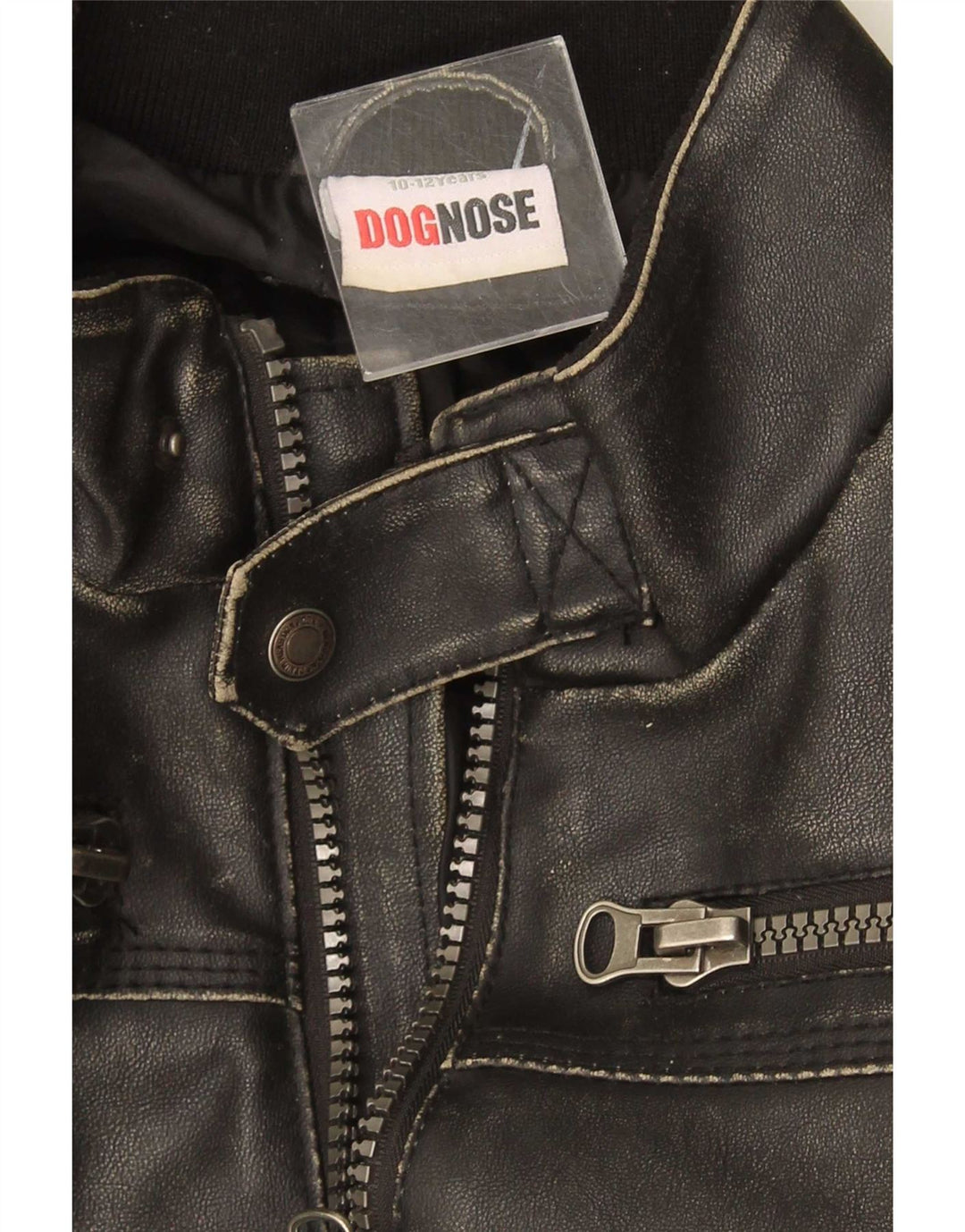 Dognose Boys Bomber Leather Jacket 10-11 Years Black