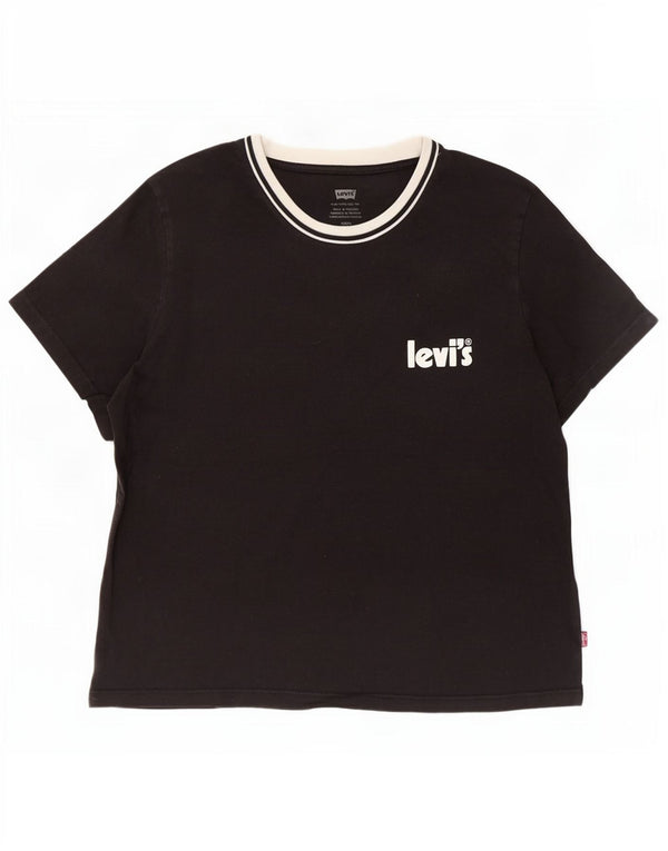 Levi's T-Shirt Femme UK 10 Petit Noir Coton