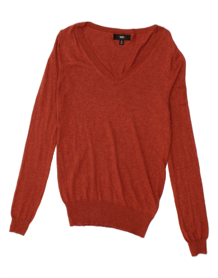 MOSSIMO Womens V-Neck Jumper Sweater UK 10 Small Red Nylon Vintage Mossimo and Second-Hand Mossimo from Messina Hembry 