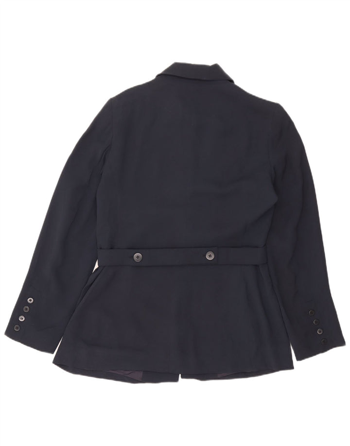 Zara Womens 5 Button Blazer Jacket EU 42 Large Navy Blue Rayon
