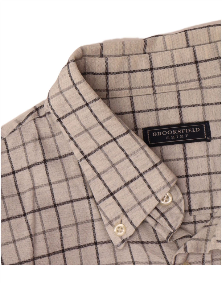 Brooksfield Mens Shirt XL White Check Cotton