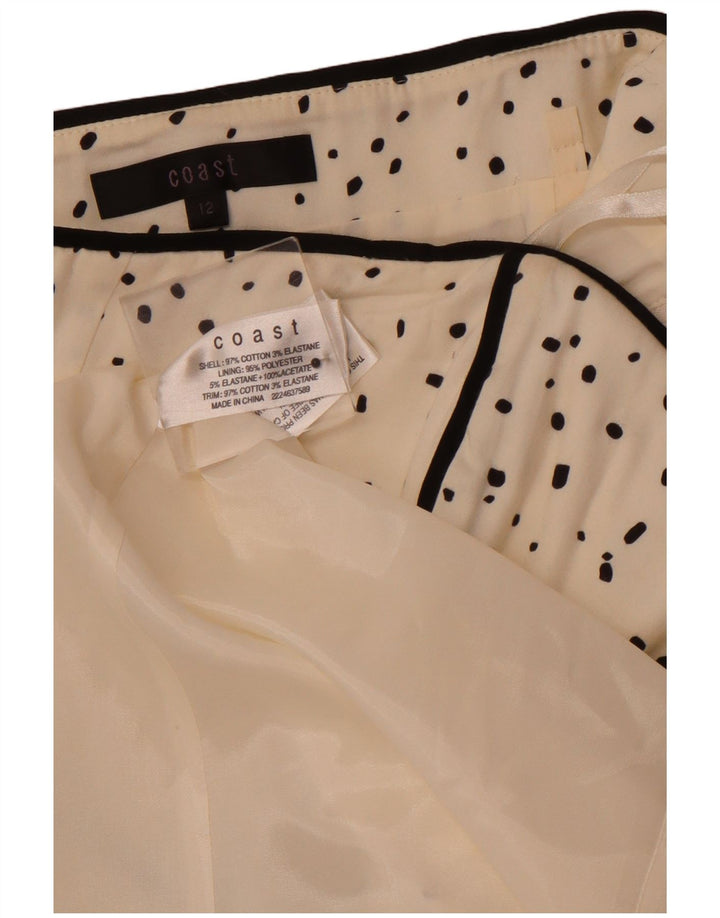COAST Damen Trägerloses Kleid UK 12 Mittelweiß gepunktete Baumwolle
