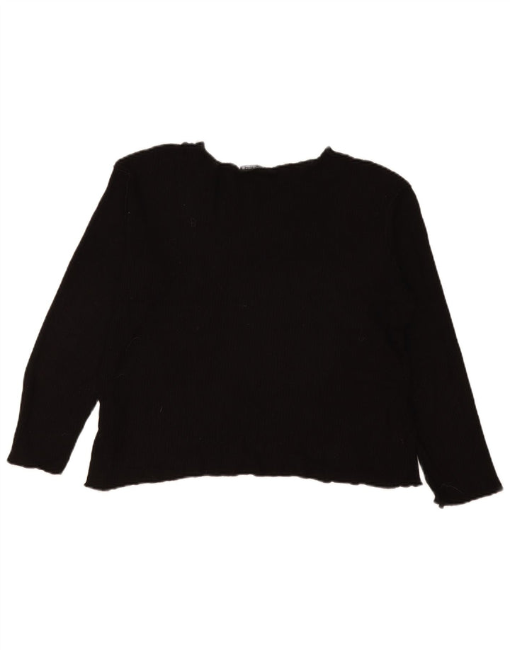 Zara Womens Oversized Top Long Sleeve UK 10 Small Black Viscose