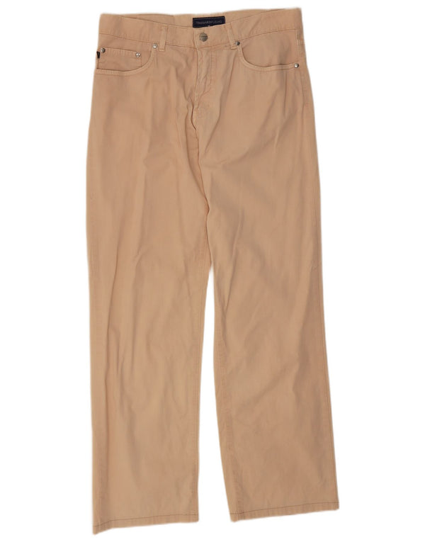 Trussardi Mens Straight Casual Trousers W34 L29 Beige Cotton