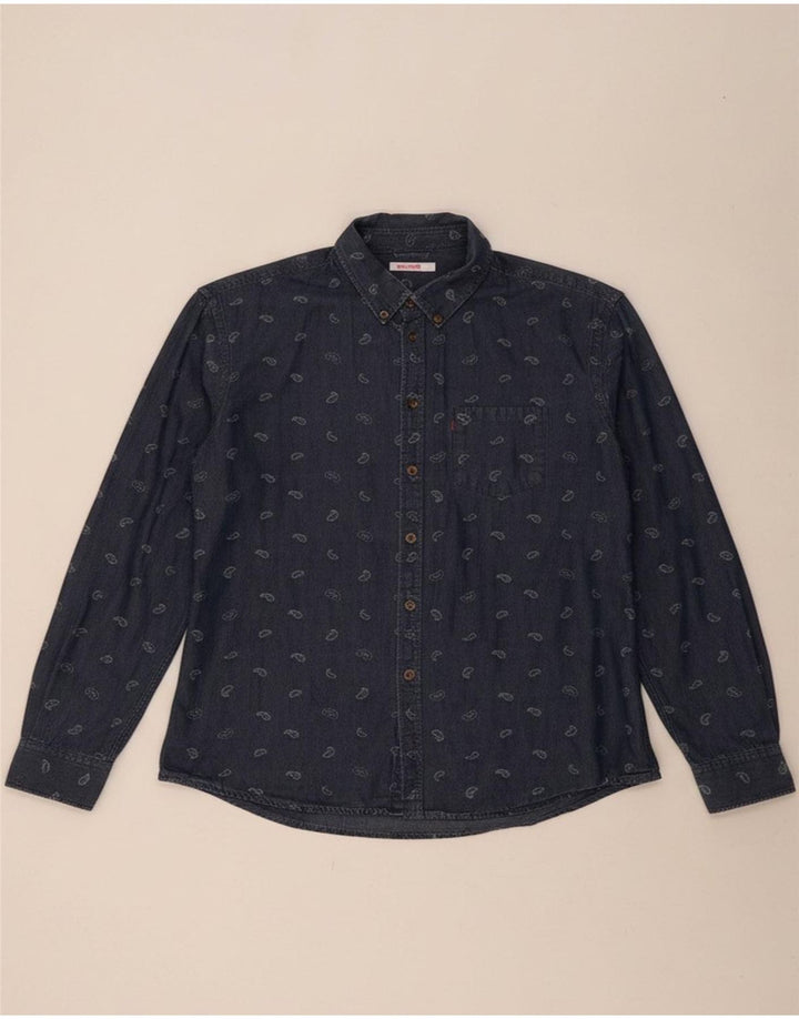 SUN68 Mens Shirt XL Blue Paisley Cotton