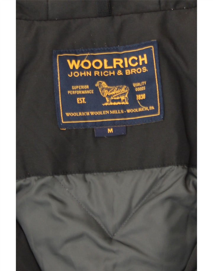 Woolrich Womens Hooded Padded Coat UK 14 Medium Black Cotton