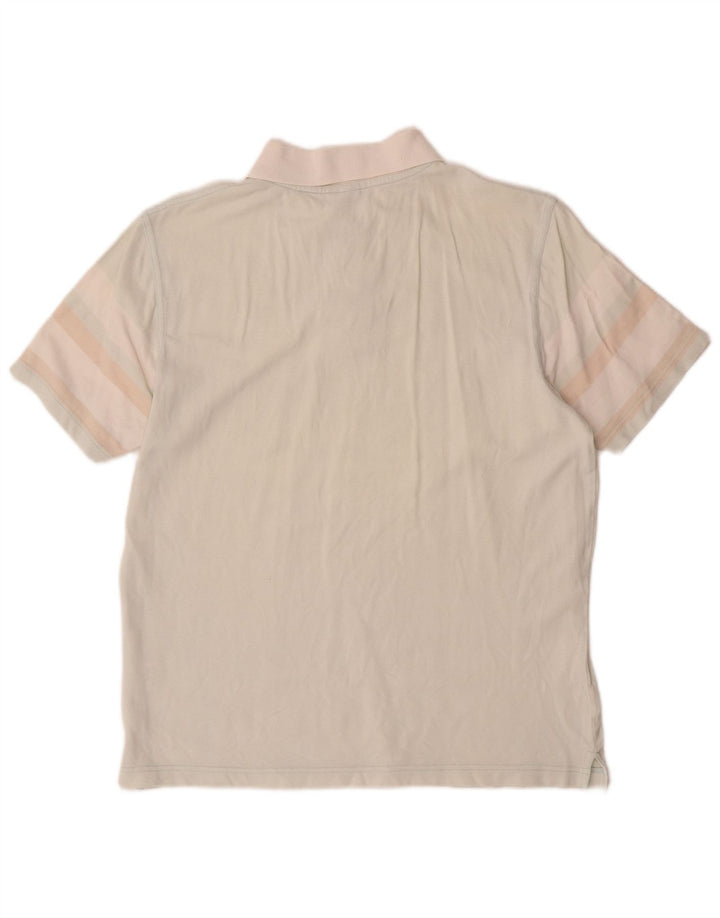 ASICS Mens Polo Shirt Medium Off White Colourblock Cotton