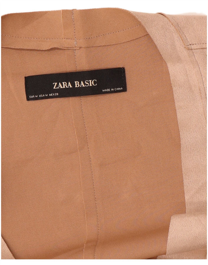 Zara Womens Faux Suede Blazer Jacket UK 12 Medium Beige