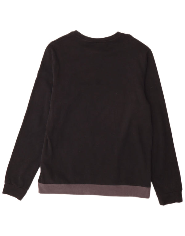 Fila Mens Sweatshirt Jumper Large Black Colourblock Cotton