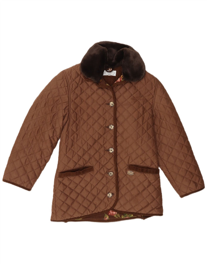 Vintage Womens Quilted Jacket IT 42 Medium Brown Polyester
