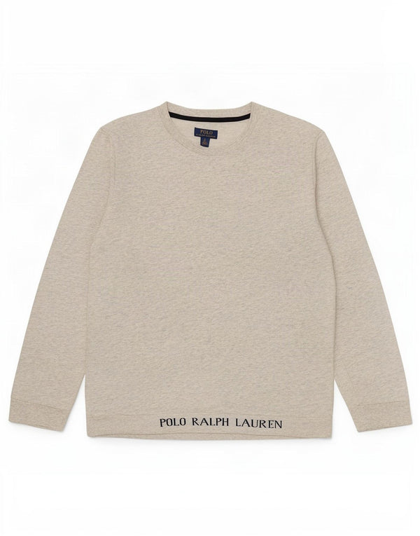Polo Ralph Lauren Mens Graphic Sweatshirt Jumper Large Grey Flecked Cotton