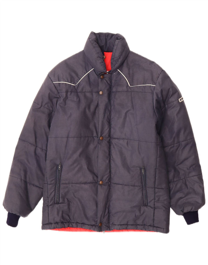 MCROSS Mens Padded Jacket IT 48 Medium Navy Blue Cotton
