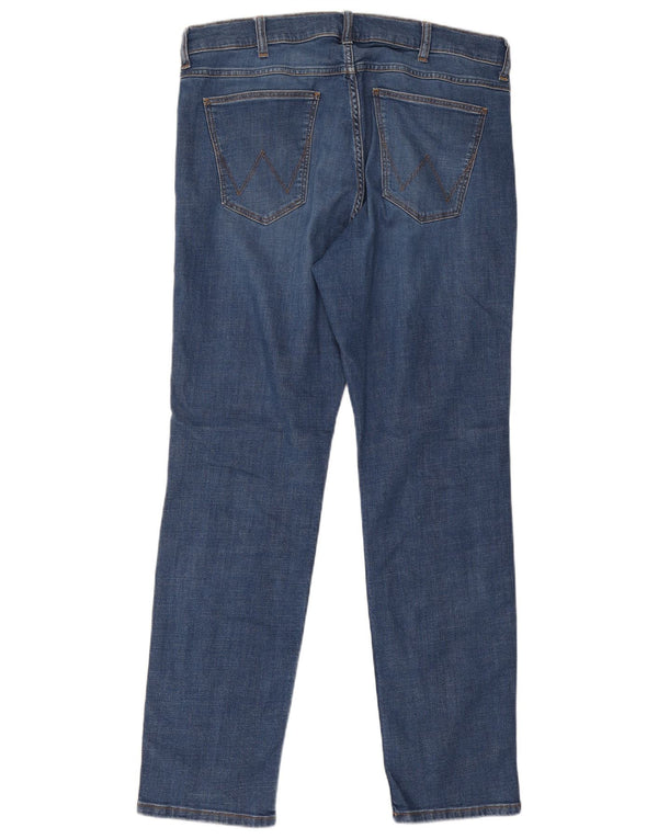 Wrangler Mens Greensboro Straight Jeans W36 L32 Blue Cotton