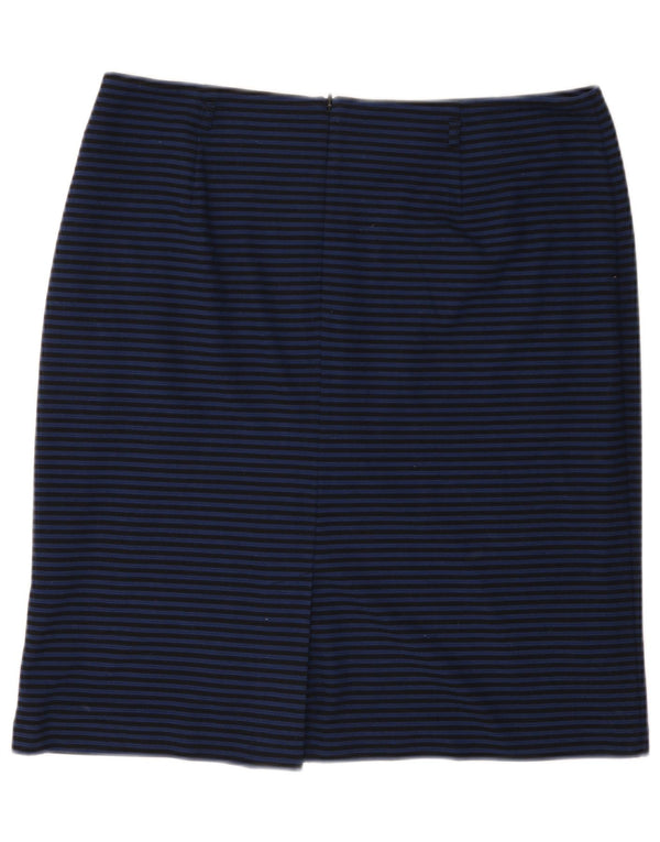 Laura Ashley Womens Pencil Skirt UK 18 XL W36 Navy Blue Pinstripe