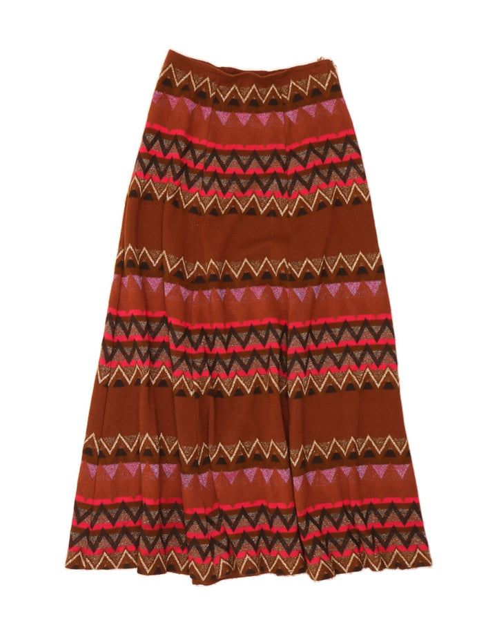 VINTAGE Womens Maxi Flared Skirt IT 42 Medium W30  Multicoloured Geometric