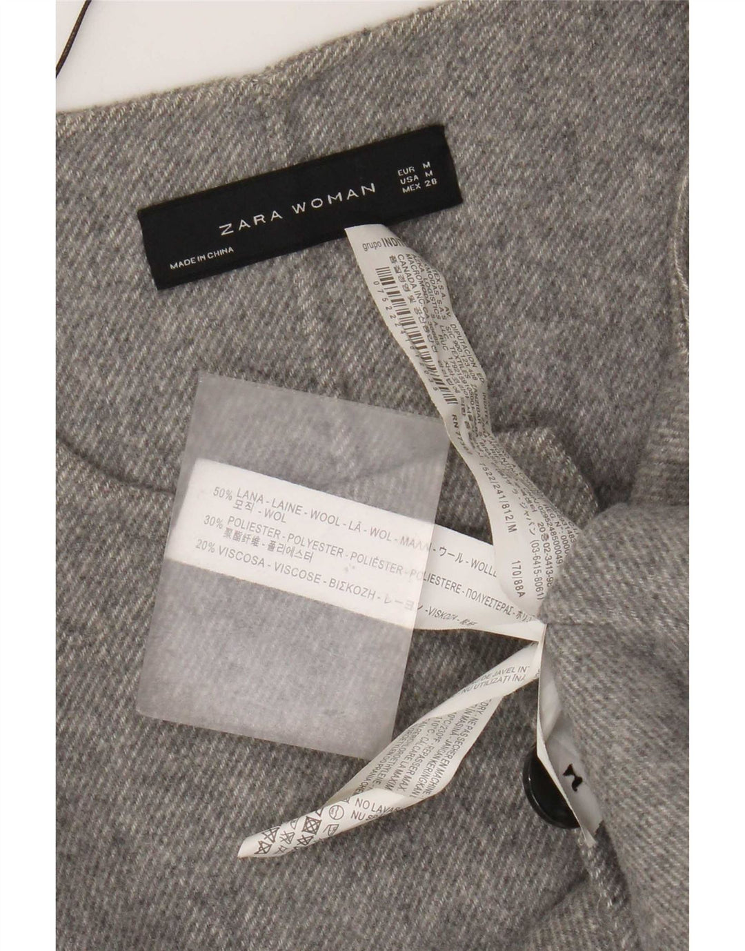 Zara Manteau croisé pour femme UK 14 Laine gris moyen