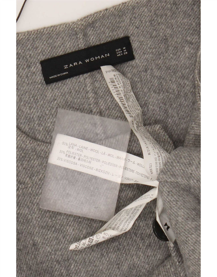 Zara Manteau croisé pour femme UK 14 Laine gris moyen