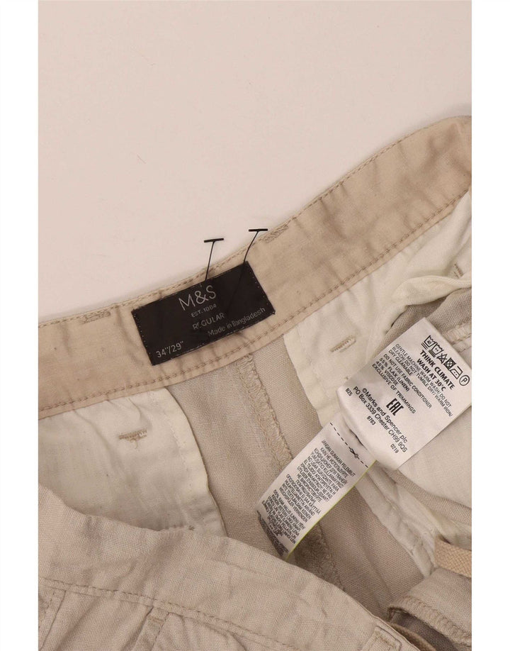 Bermuda regolari da uomo Marks & Spencer W34 grande lino beige