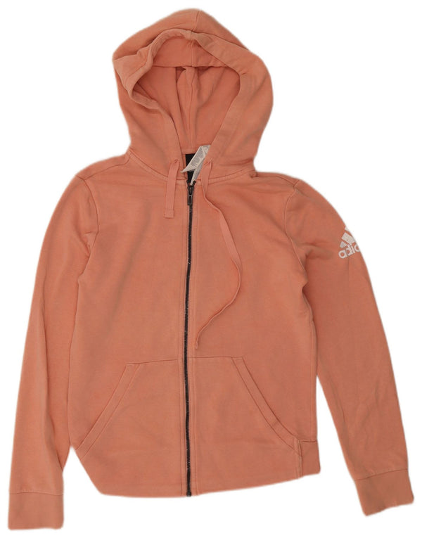 Adidas Damen Graphic Zip Hoodie Pullover UK 8/10 Small Rosa Baumwolle