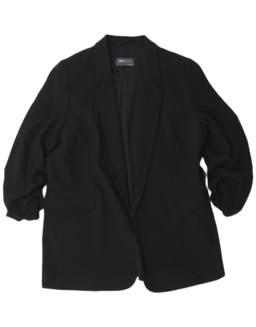 Marks & Spencer Womens 3/4 Sleeve Open Blazer Jacket UK 18 XL Black