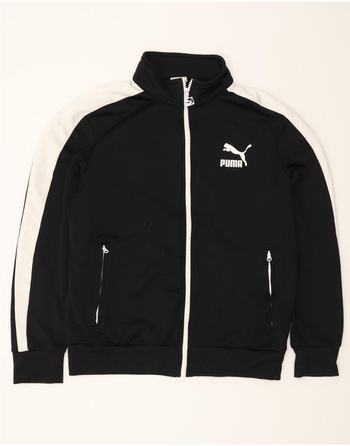 Puma Mens Tracksuit Top Jacket Medium Black Colourblock Polyester