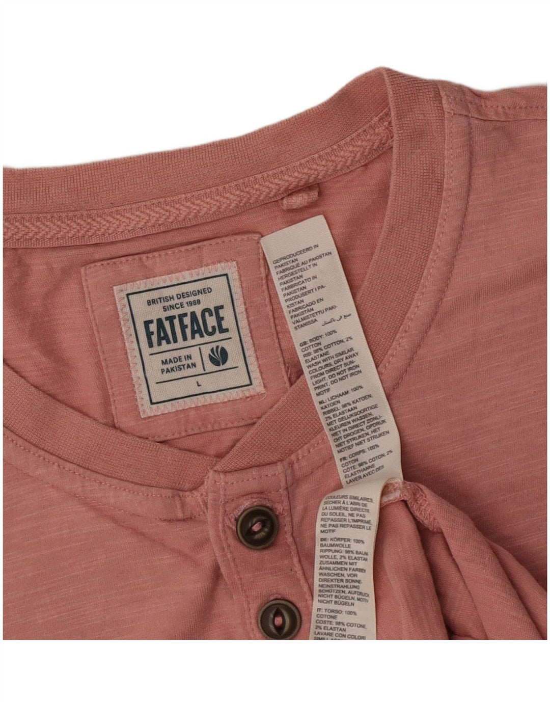 Fat Face Mens T-Shirt Top Large Pink Cotton