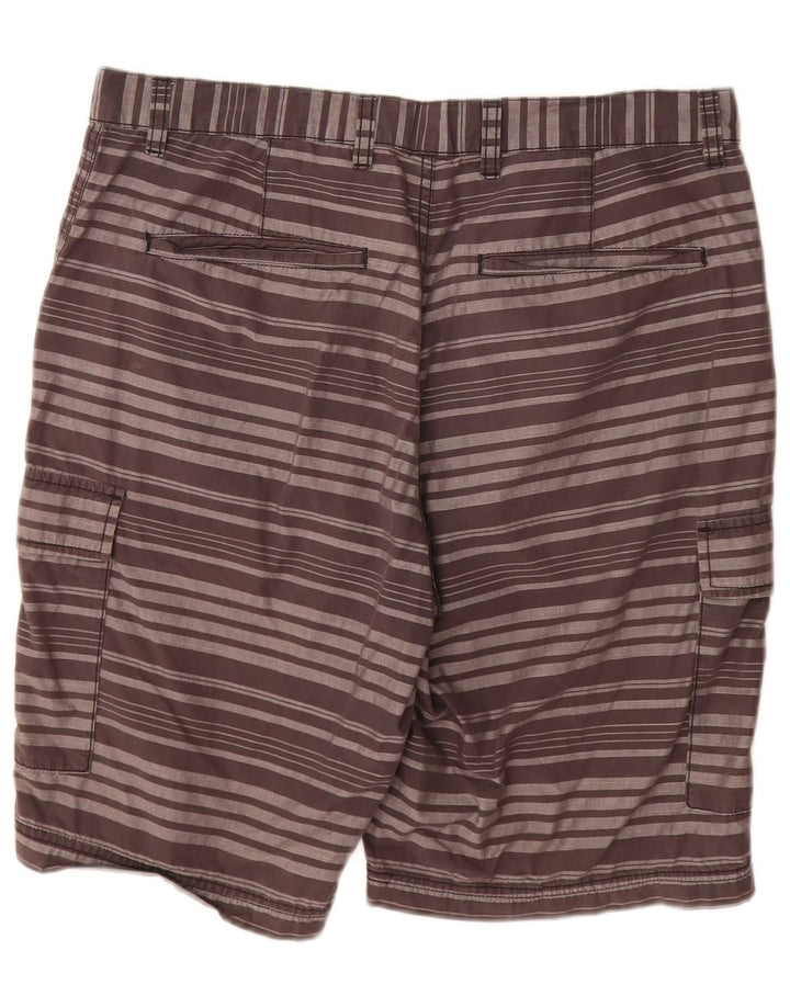 Dkny Mens Cargo Shorts W33 Medium Grey Striped Cotton