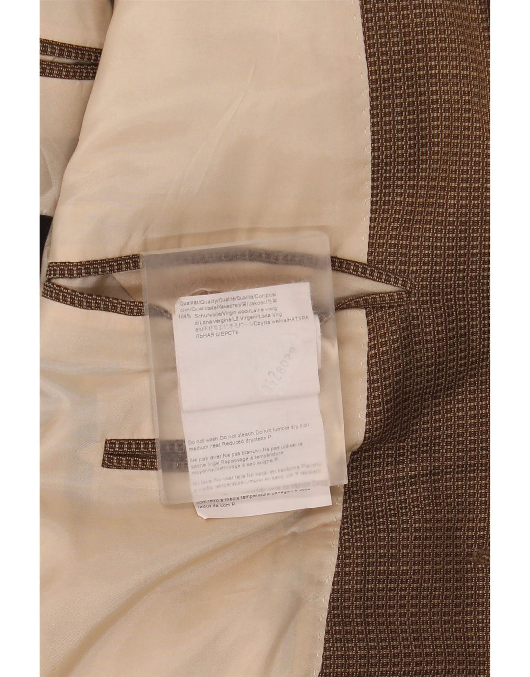 Hugo Boss Mens 2 Button Blazer Jacket US 42 XL Brown Check Virgin Wool