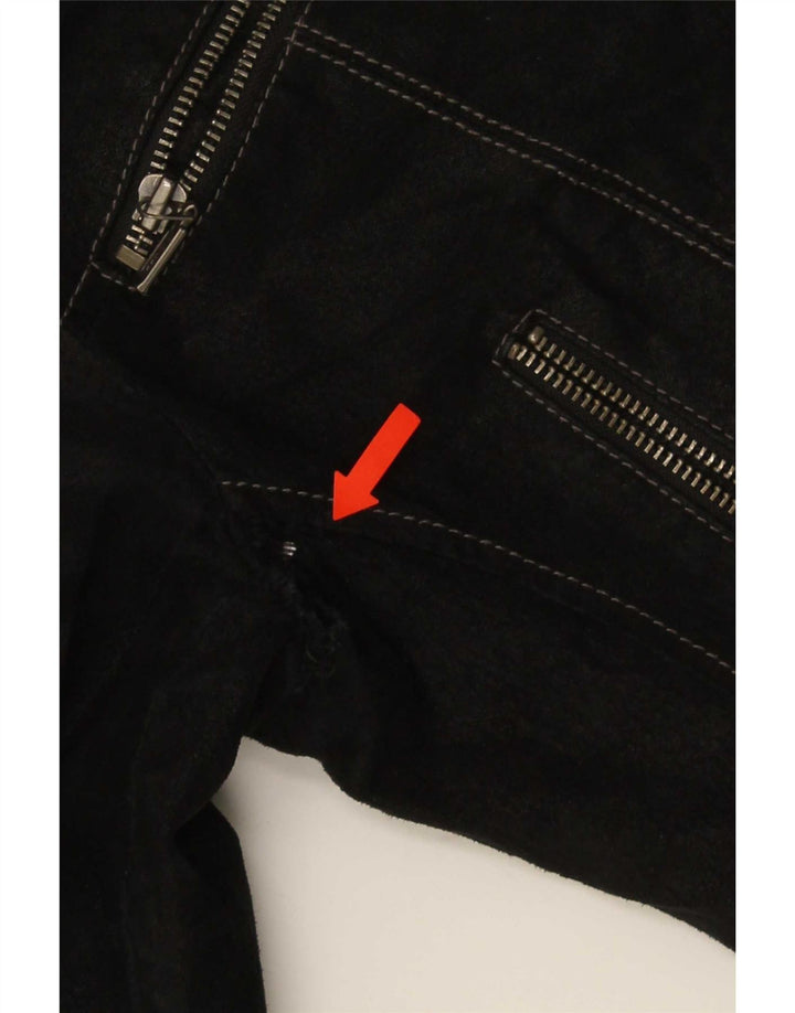 Vintage Womens Suede Jacket UK 10 Small Black Leather