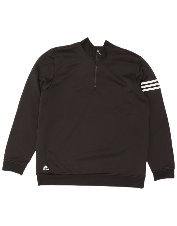 Felpa ADIDAS da uomo Climalite con zip e collo, grande, in poliestere nero